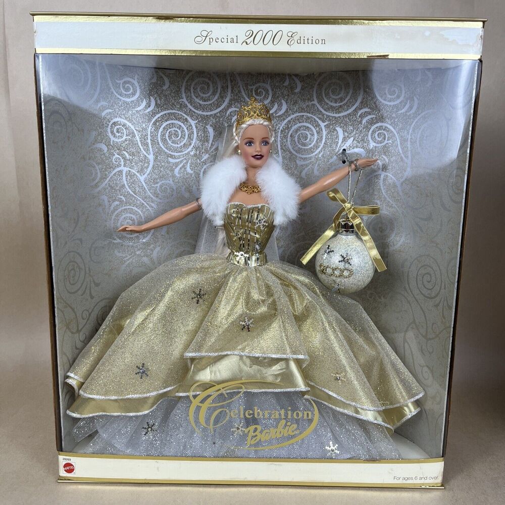 Celebration Barbie Special 2000 Edition In‎ Gold Dress w/Ornament 28269 READ